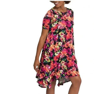 Agnes & Dora Sway Dress Fuchsia Pink Floral Romance Short Sleeves Size Small